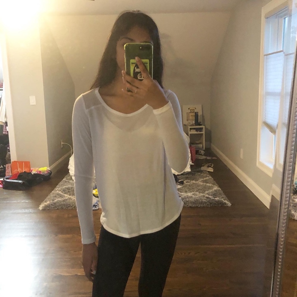 White Long Sleeve with Mesh Detail